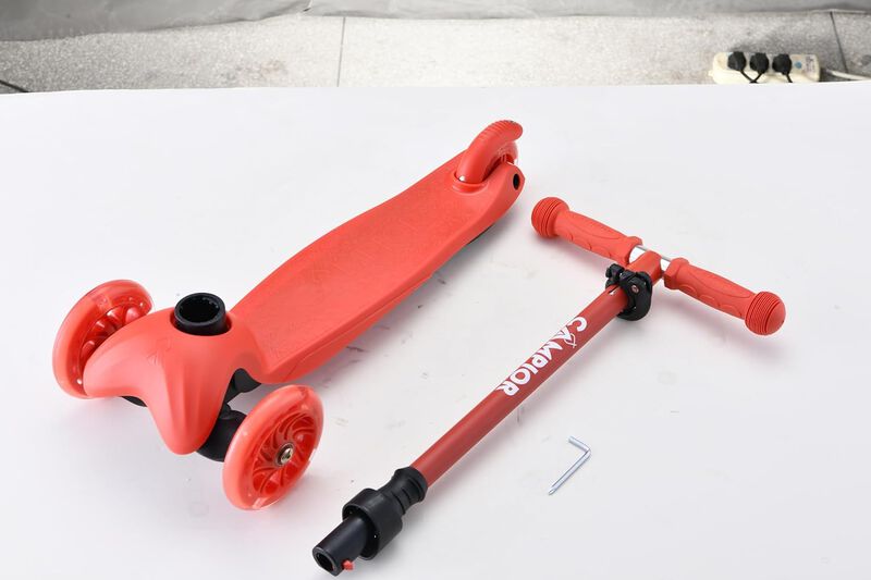 Mini 3 Wheel Scooter for Kids – Lean-to-Steer Kick Scooter with LED Light-Up Wheels, Adjustable Handlebar, Wide Anti-Slip Deck, Smooth PU Wheels, Rear Foot Brake – Toddler Scooter for Ages 2+