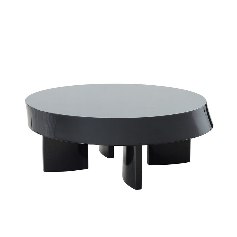 Pasargad Home Rivano Design Shiny Black Coffee Table, 43.7"W