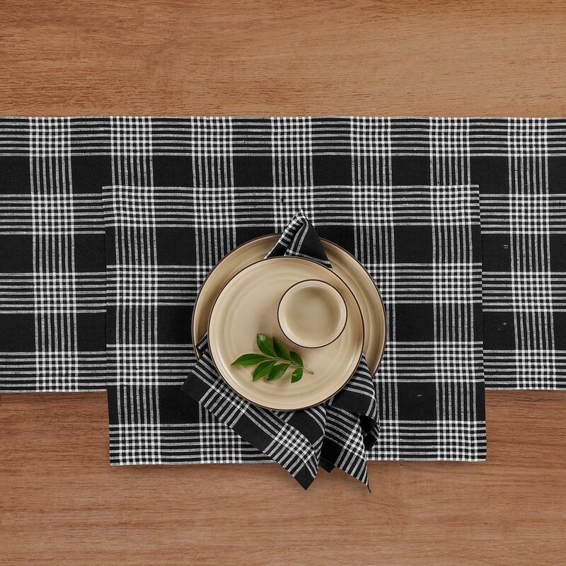 Solino Home 100% Pure Linen 14 x 19 Inch Placemats Set of 4 | Glen Check