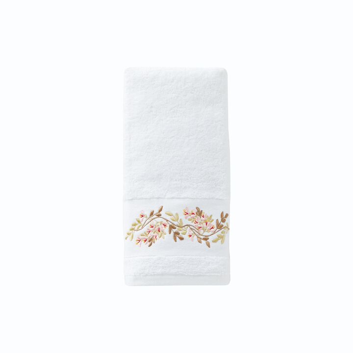Saturday Knight Ltd Misty Floral Embroidered Bath Hand Towel Set - 2 Piece - 16x26", White