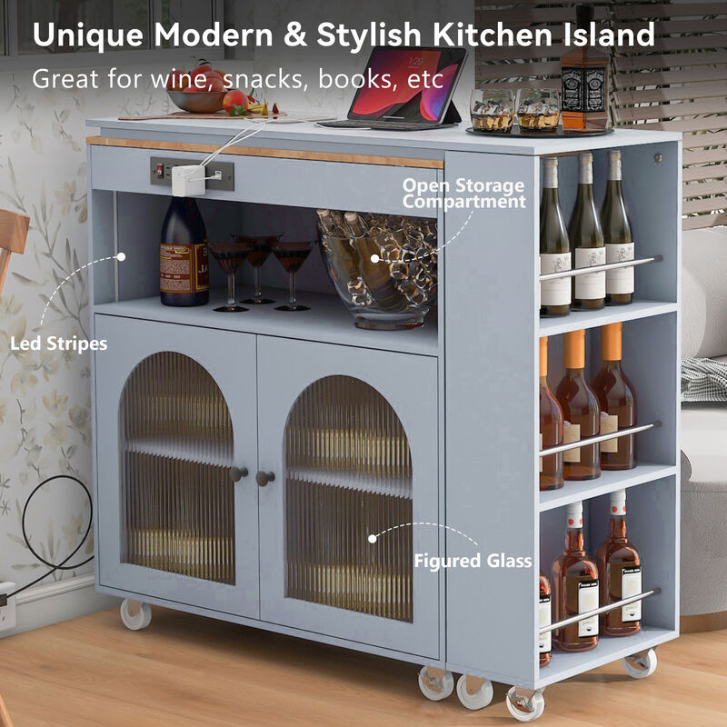 Merax European Rolling Kitchen Island With Extended Table