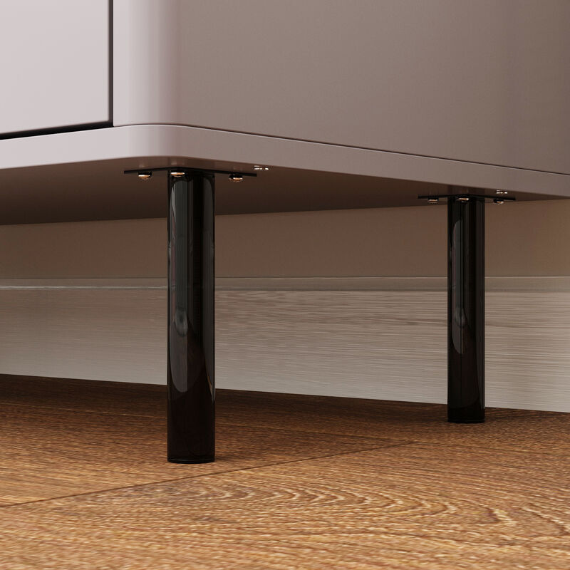 FUFU&GAGA Modern Gray Dresser with 5 Drawers, P2 MDF with Black Glass Accents (31.5" W x 47.2" H x 15.7" D), Gray