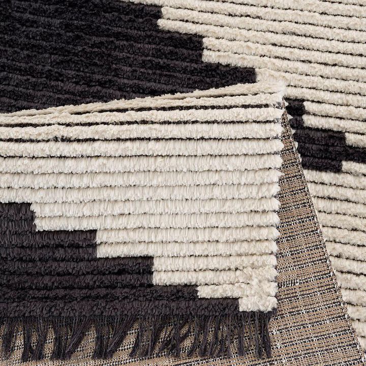 Black and Ivory Modern Area Rug, Black/Ivory, Belen Kox