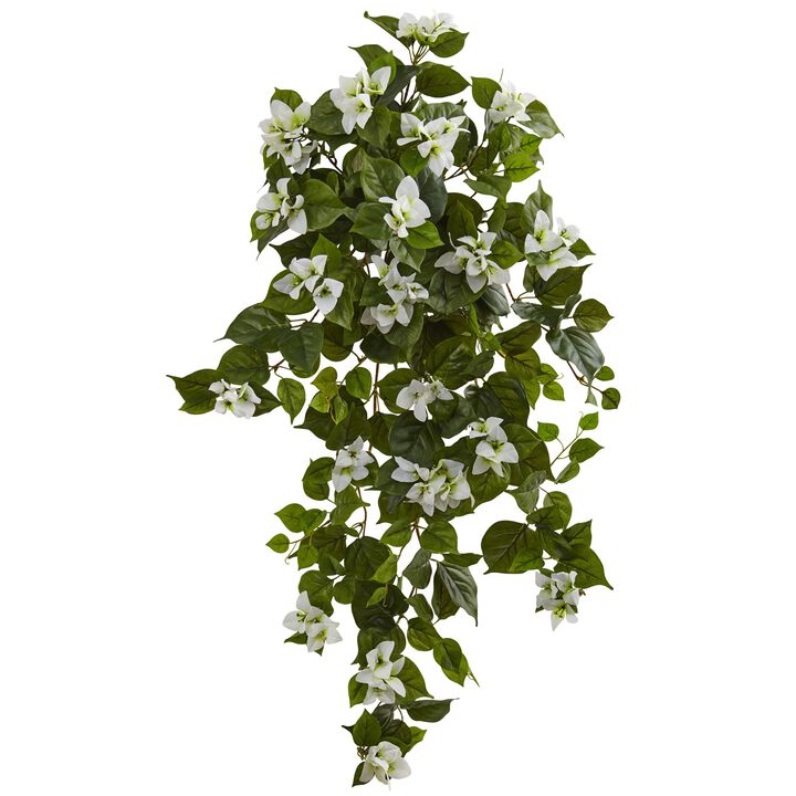 Hivvago 37" Bougainvillea Hanging Artificial Plant (Set of 2) - White