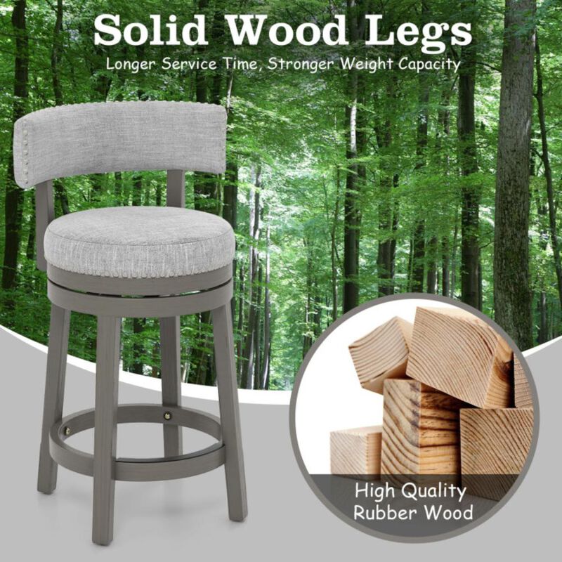 Hivvago 27/31 Inch Swivel Bar Stool with Upholstered Back Seat and Footrest