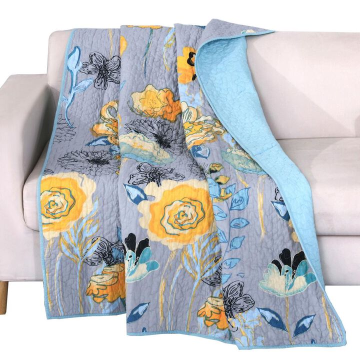 Greenland Home Fashion Watercolor Dream 100% Cotton Quilted Throw Blanket - Gray 50x60"