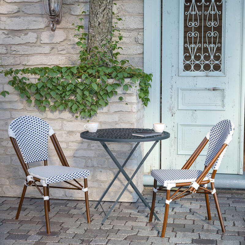2PK White/Navy Paris Chair