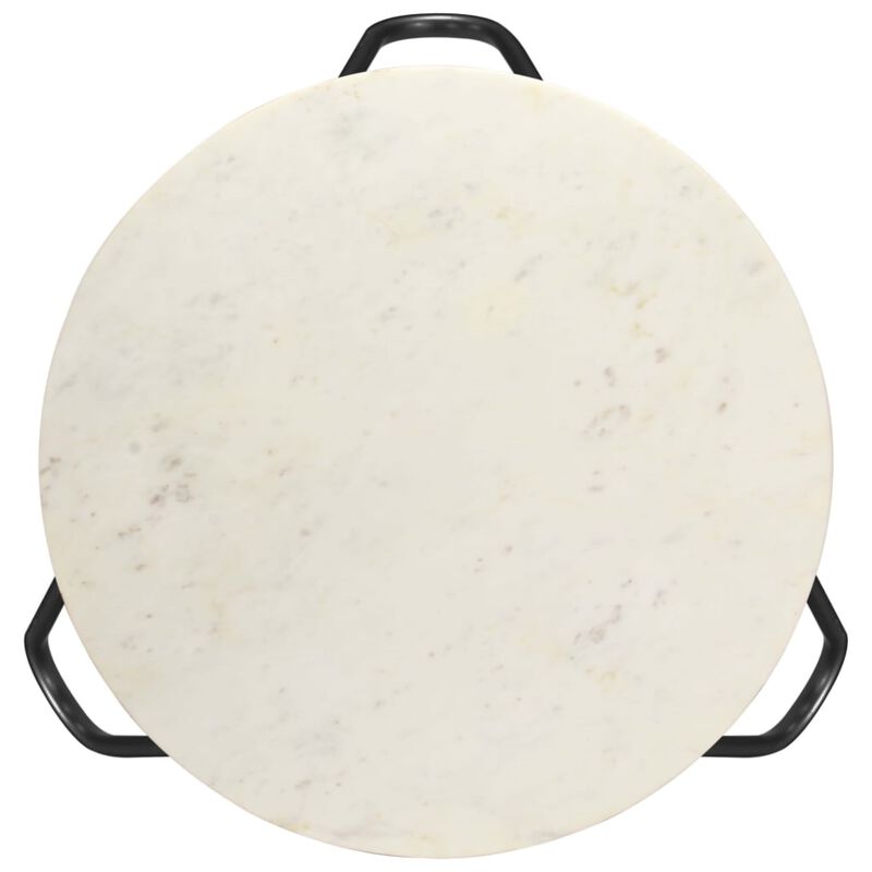 vidaXL Coffee Table White 25.6"x25.6"x16.5" Real Stone with Marble Texture