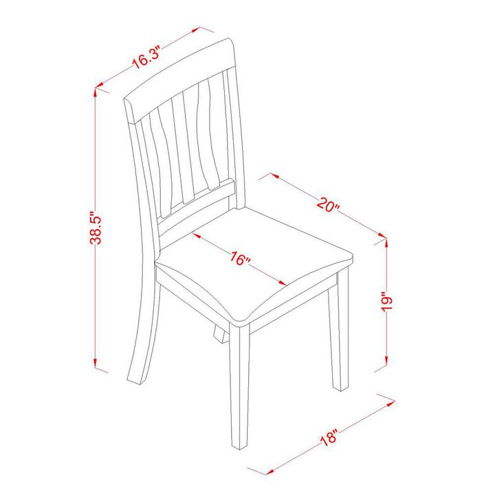 East West Furniture Antique  Chair  for  dining  room  Faux  Leather  Seat  with  Oak  Finish,  Set  of  2