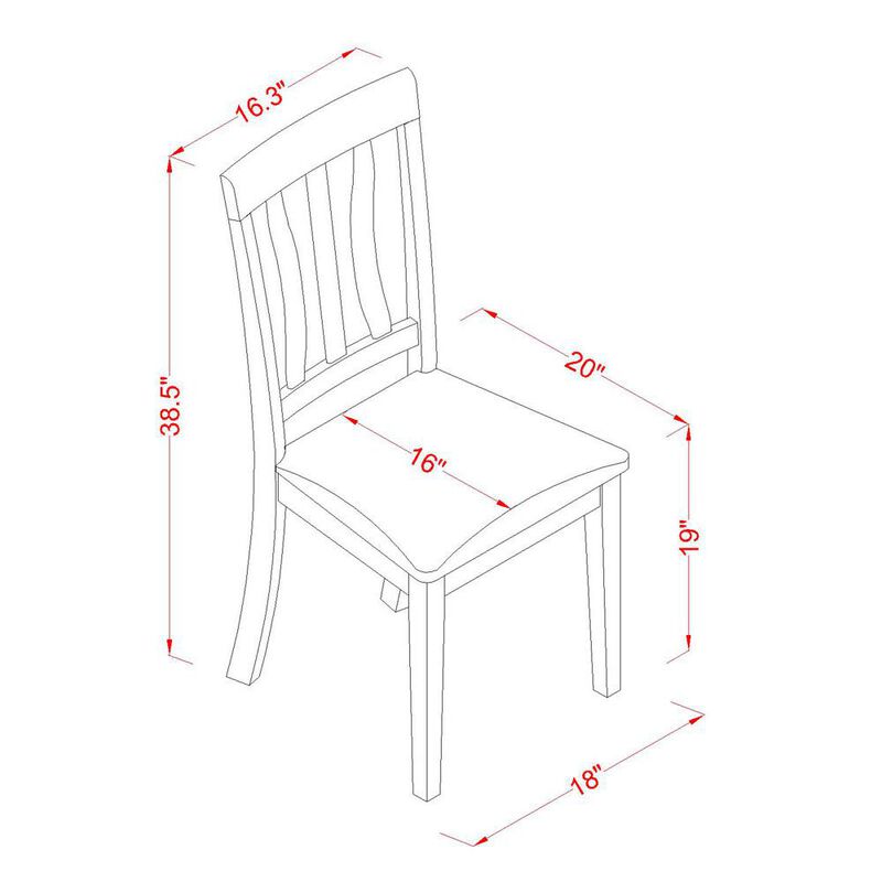 East West Furniture Antique  Chair  for  dining  room  Faux  Leather  Seat  with  Oak  Finish,  Set  of  2