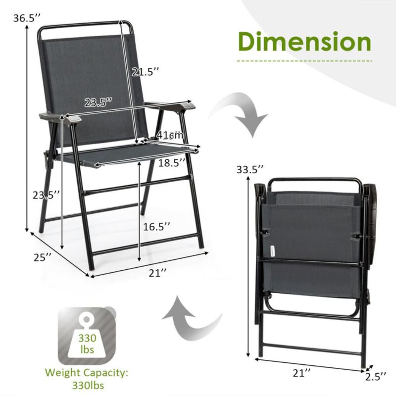 Hivvago 4 Pieces Portable Outdoor Folding Chair with Armrest