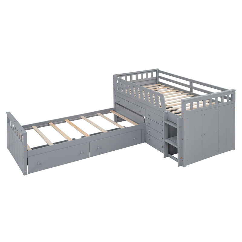 Merax L-shaped Loft Bed  with Platform Bed