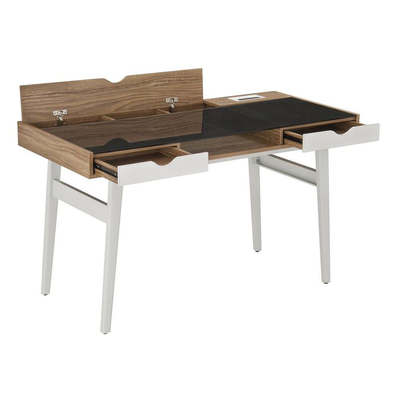 Techni Mobili Compact Computer Desk with Multiple Storage. Color: Walnut