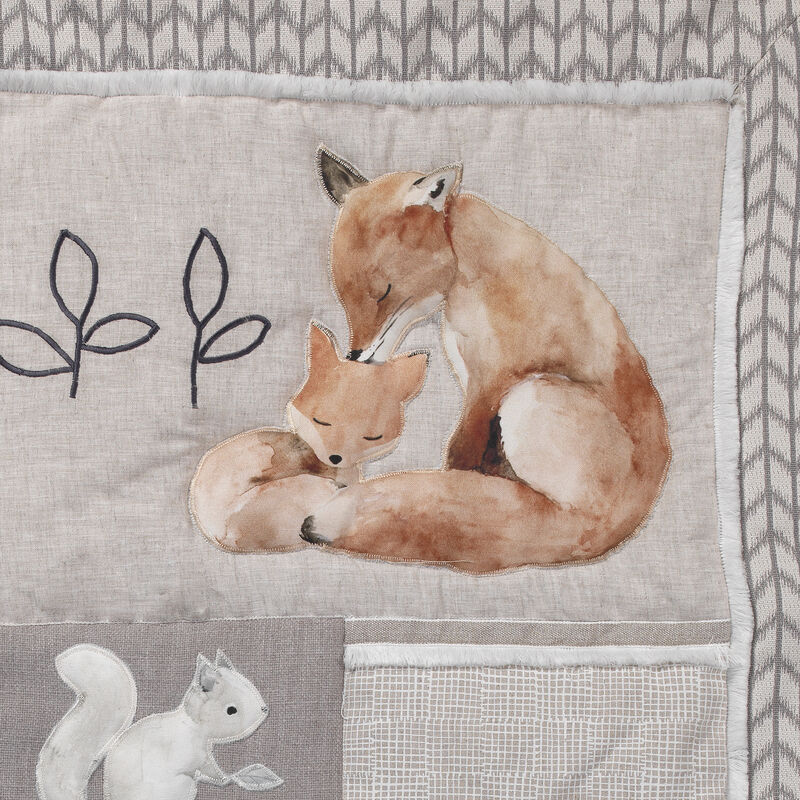 Lambs & Ivy Painted Forest 4-Piece Crib Bedding Set - Gray, Beige, White