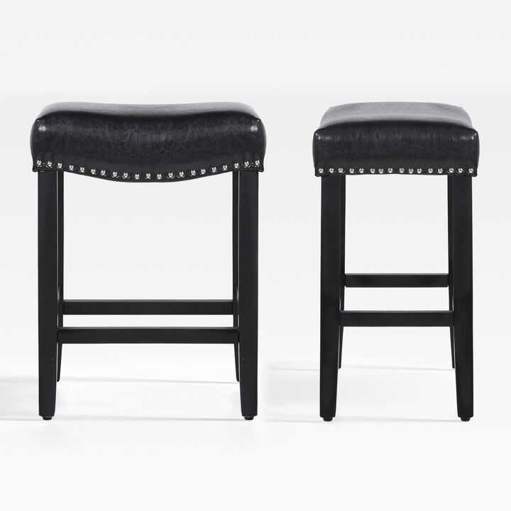 WestinTrends 24" Upholstered Saddle Seat Counter Stool (Set of 2)
