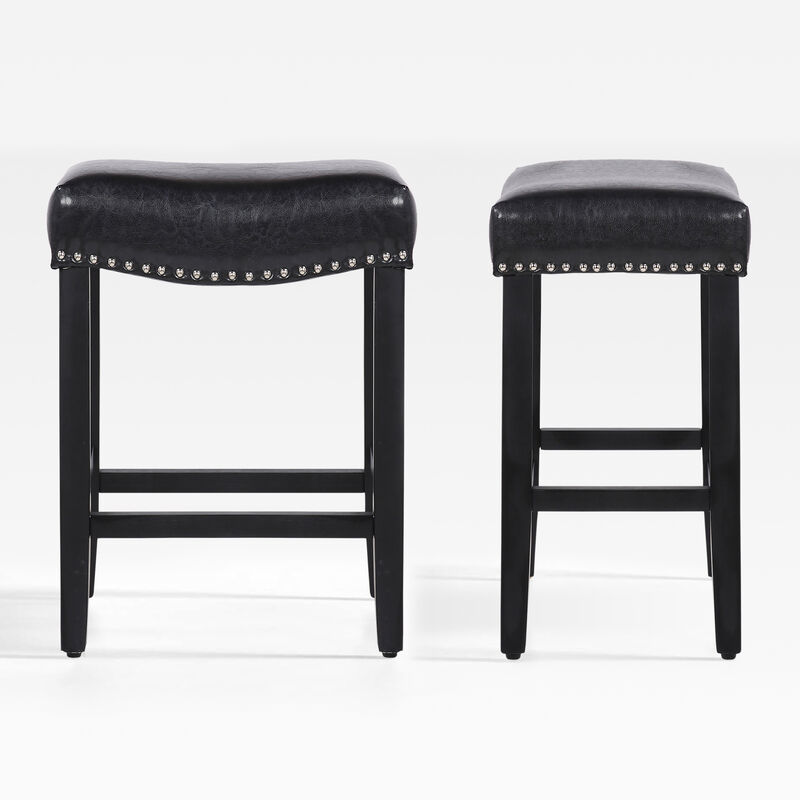 WestinTrends 24" Upholstered Saddle Seat Counter Stool (Set of 2)