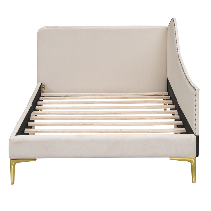 Merax Upholstered Daybed with Headboard and Armrest