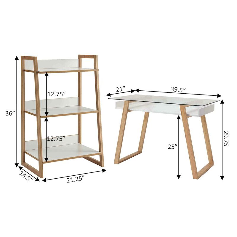 Convenience Concepts Oslo Sundance Desk and Bookcase Office Set