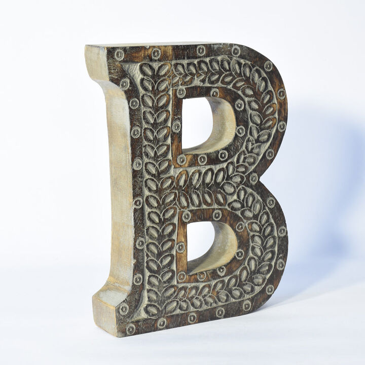 Vintage Gray Handmade Eco-Friendly "B" Alphabet Letter Block For Wall Mount & Table Top D�cor