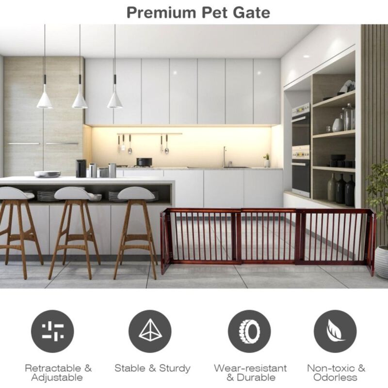 Hivvago Folding Adjustable Free Standing 3 Panel Wood Fence