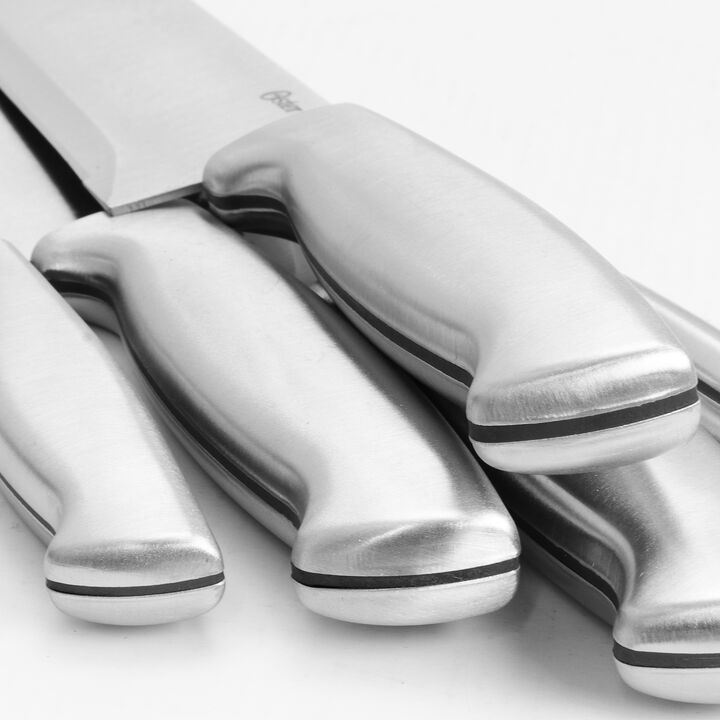 Oster Baldwyn 22 Piece Stainless Steel Cutlery Set with Stainless Steel Handles and Wooden Block