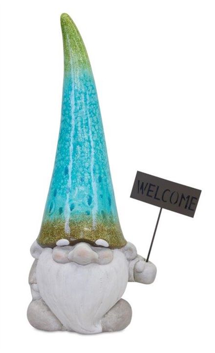 Gnome with Welcome Sign for Garden Décor, Outdoor Decorations, and Whimsical Home Accents