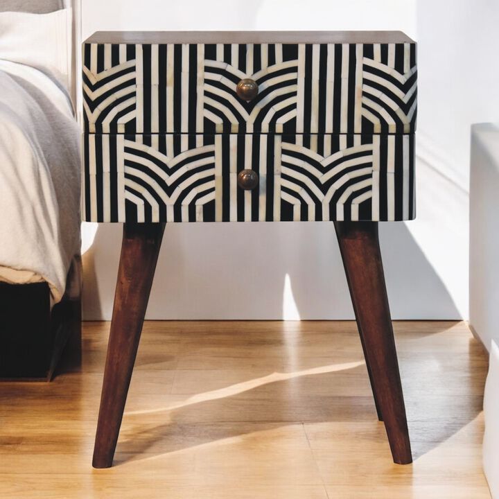 Artisan Furniture Solid Wood Honey Caramel Edessa Bone Inlay Bedside
