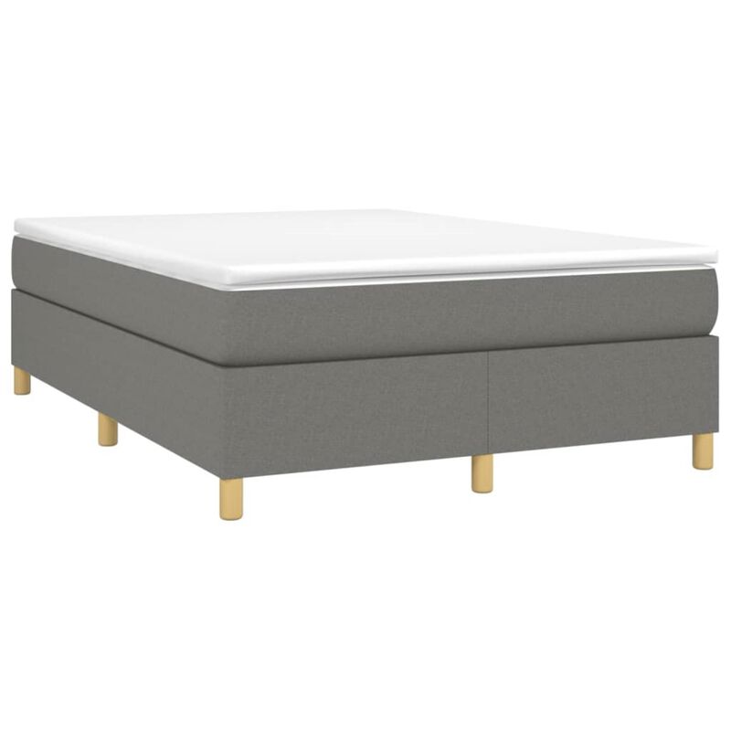 vidaXL Box Spring Bed Frame Dark Gray 59.8"x79.9" Queen Fabric