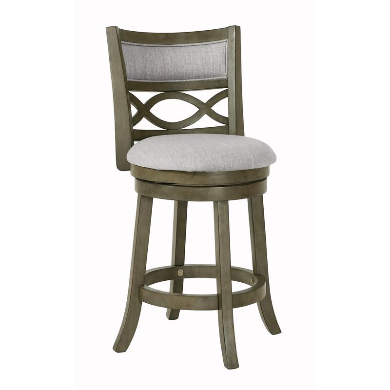New Classic Furniture New Classic Manchester Gray Wood Swivel Counter Stool w/ Fabric Seat (Set of 2)