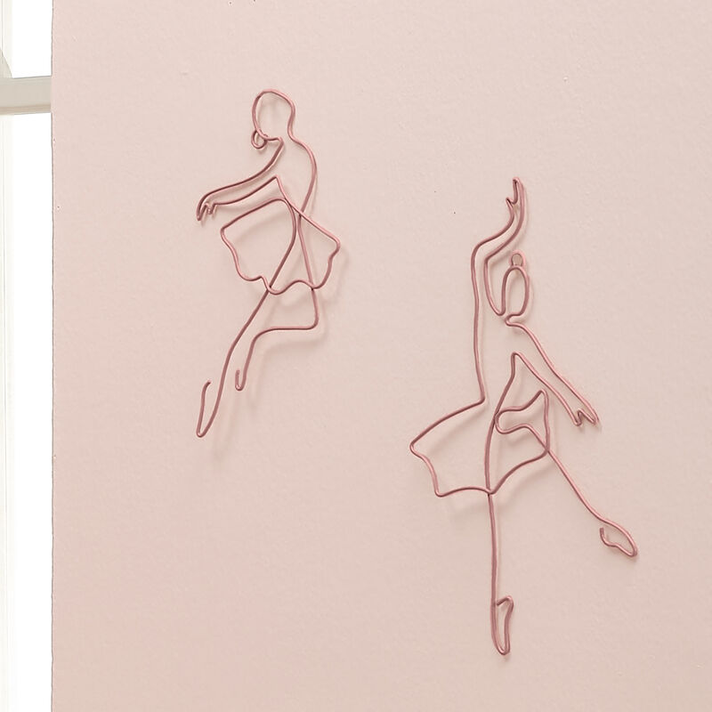 Lambs & Ivy Ballerina Baby 2-Piece Pink Ballet Dancers Wire Wall Decor