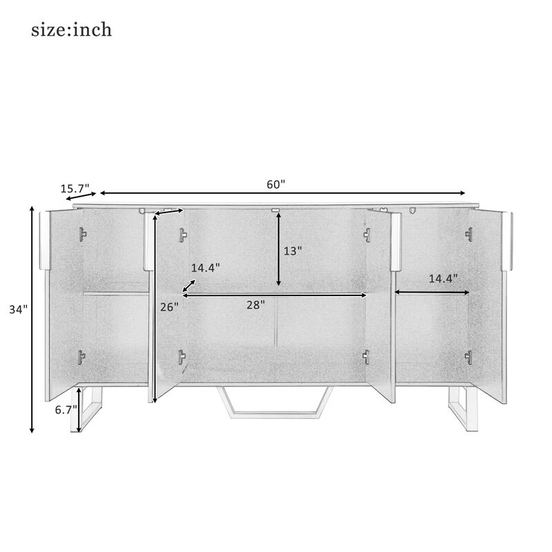 Merax Modern Metal Handles Sideboard Kitchen Cabinet