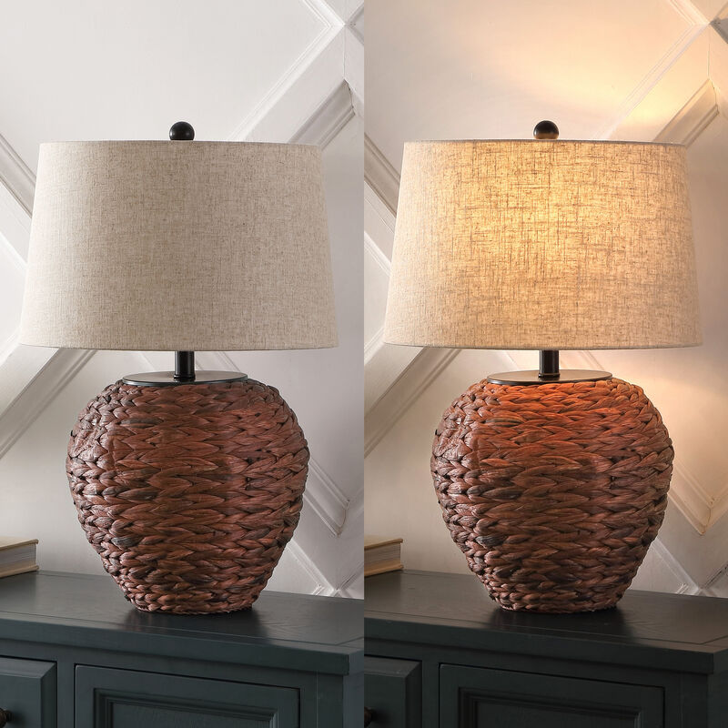 Alaro Farmhouse Coastal Water Hyacinth Basket LED Table Lamp