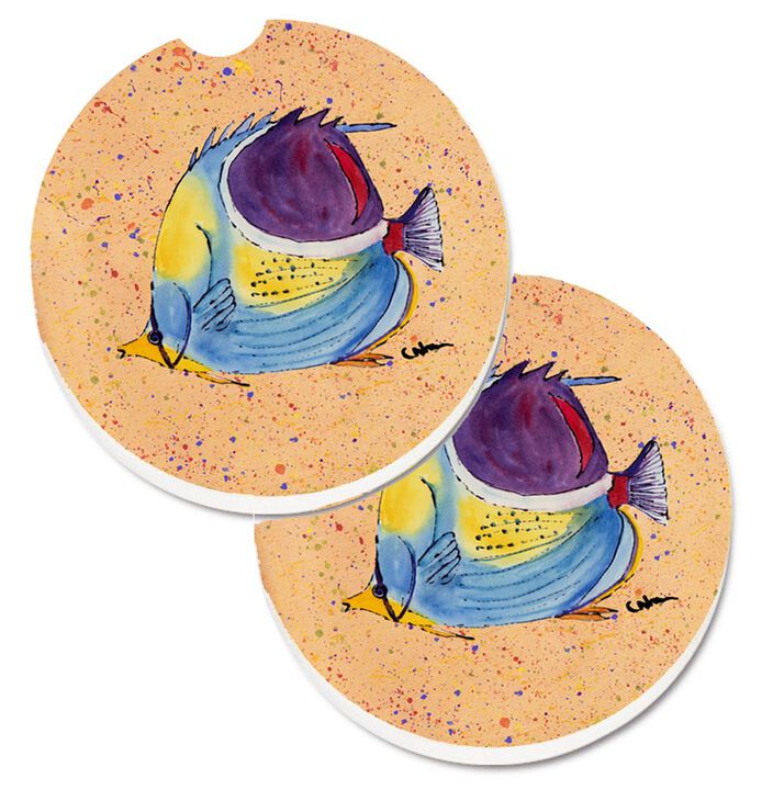 Caroline's Treasures Tropical Fish Set of 2 Cup Holder Car Coasters 8529CARC, 2.56, Multicolor