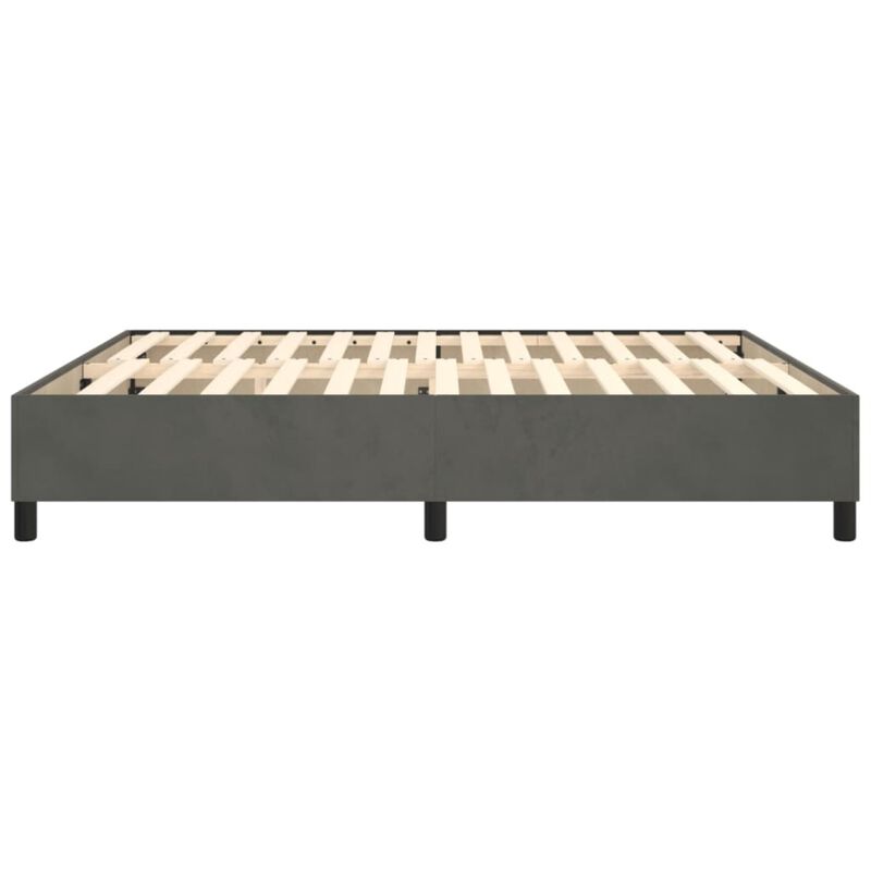 vidaXL King Sized Velvet Box Spring Bed Frame - Modern Style, Dark Gray, Simple Assembly Required, 81.1"x76"x13.8"