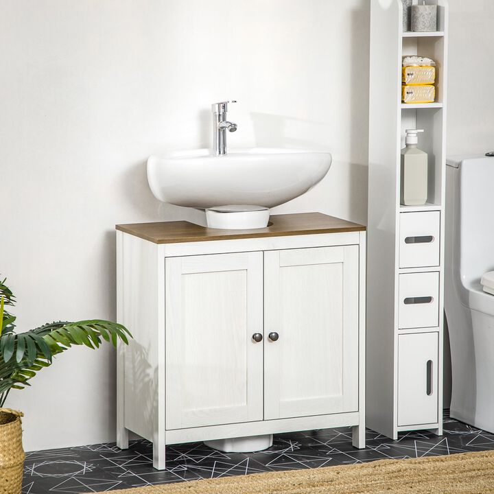 Antique White Sink Cabinet: Modern Bathroom Floor Standing Storage with Adjustable Shelf
