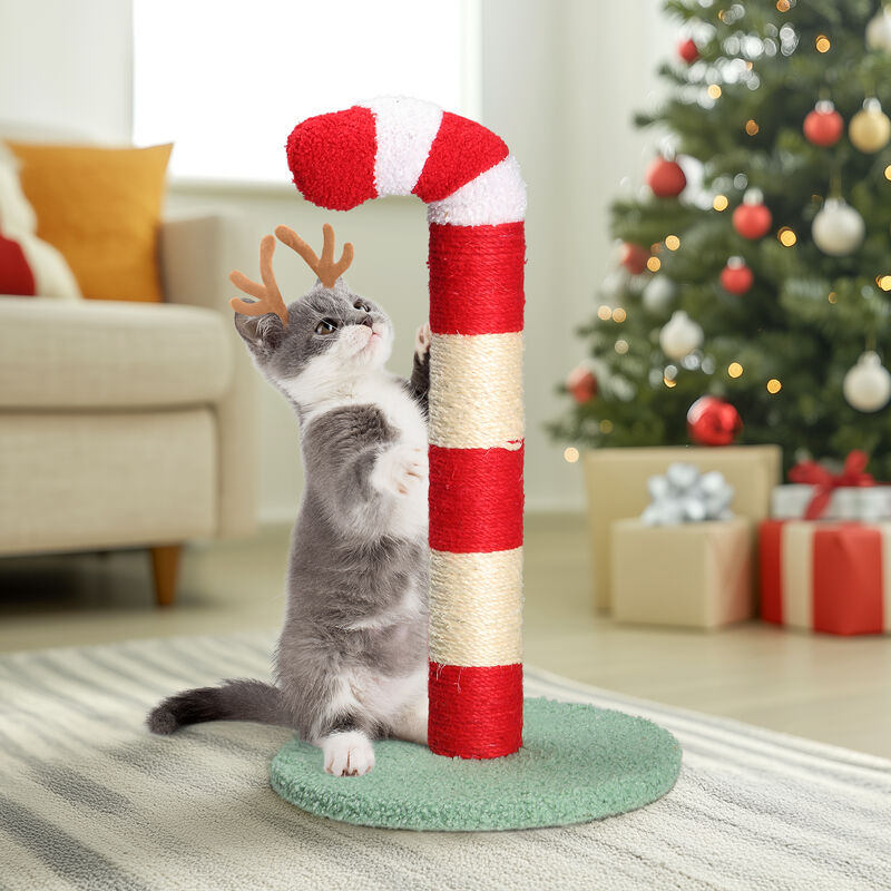 Christmas Cat Scratching Post with Festive Design, Scratching Surface, and Cozy Hideaway for Cats