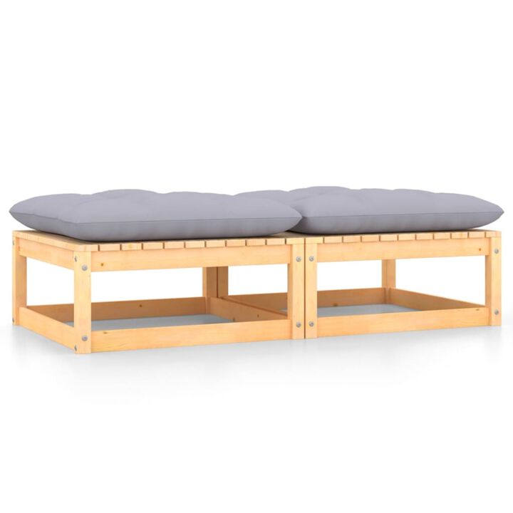 vidaXL Garden Footstools with Cushions 2 pcs Solid Pinewood