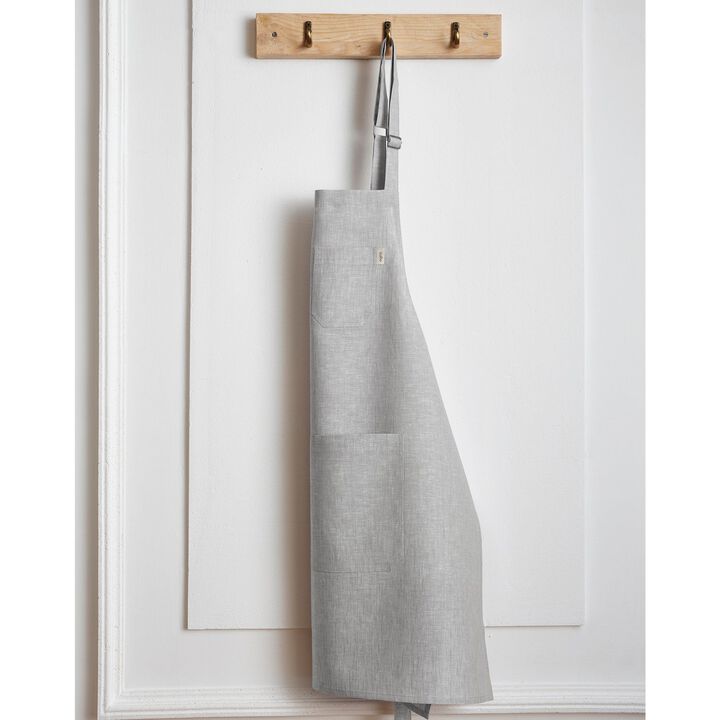 Solino Home 100% Pure Linen Bib Apron 32 x 27 Inch | Linen Kitchen Apron for Men and Women