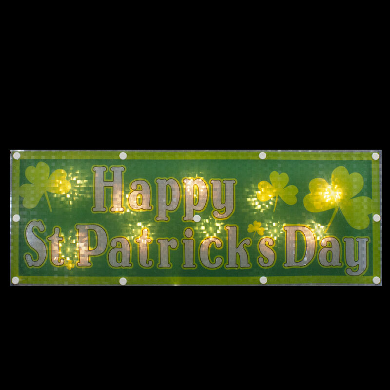17" Lighted Holographic Happy St.Patrick's Day Window Silhouette Decoration