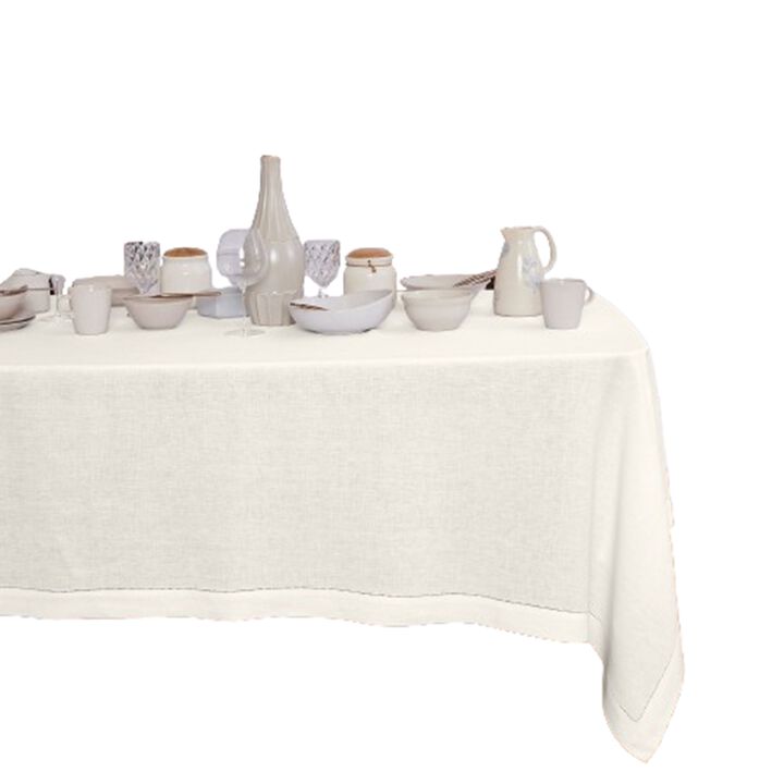 Solino Home 100% Pure Linen Tablecloth | Sonoma Hemstitch