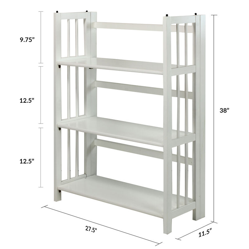 Casual Home 3-Shelf Folding Stackable Bookcase (27.5" Wide)-White