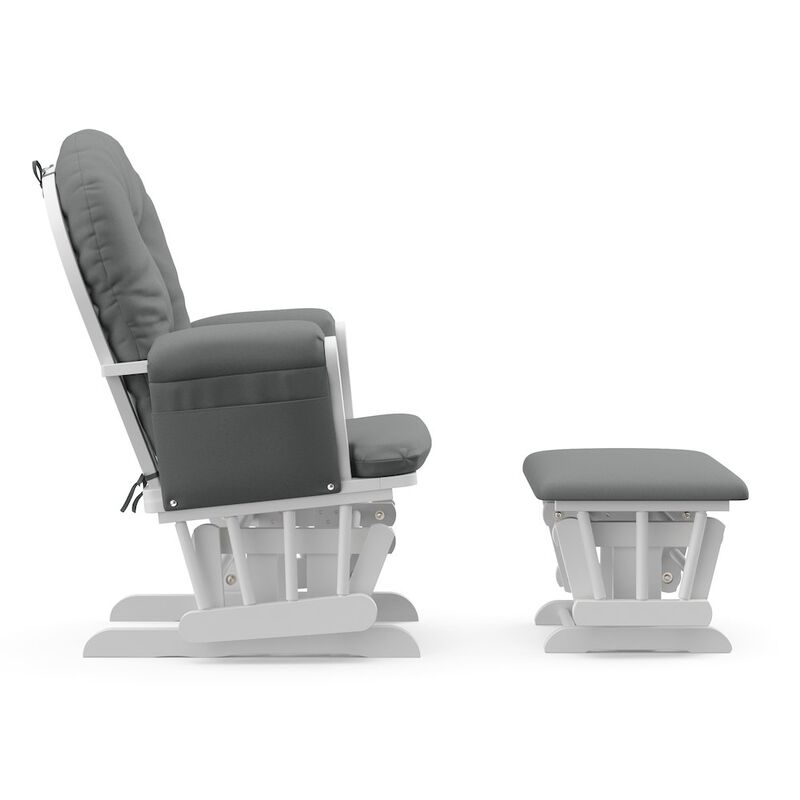 Storkcraft Hoop Glider and Ottoman - White with Gray