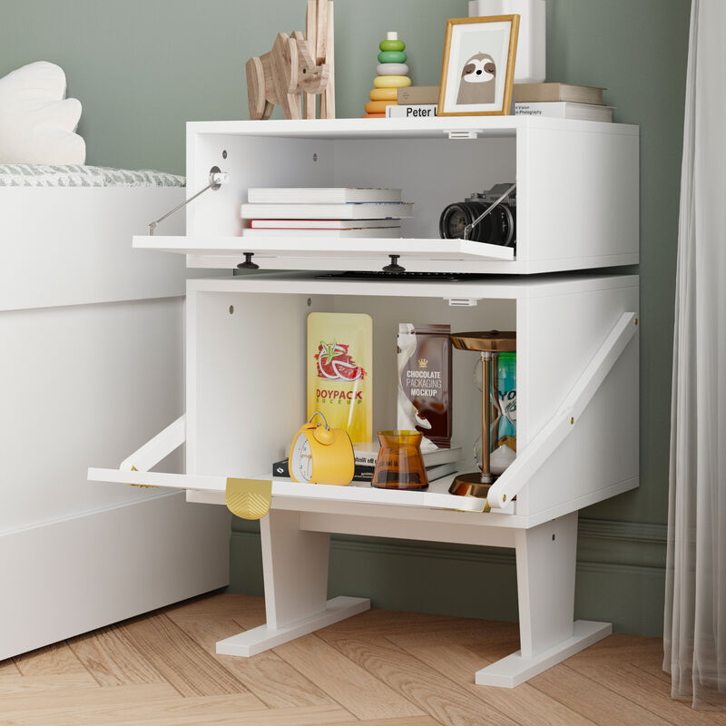FUFU&GAGA Robot-Themed Storage Cabinet - Modern Organizer, (27.6" H x 18.9" W x 15.7" D) ,White
