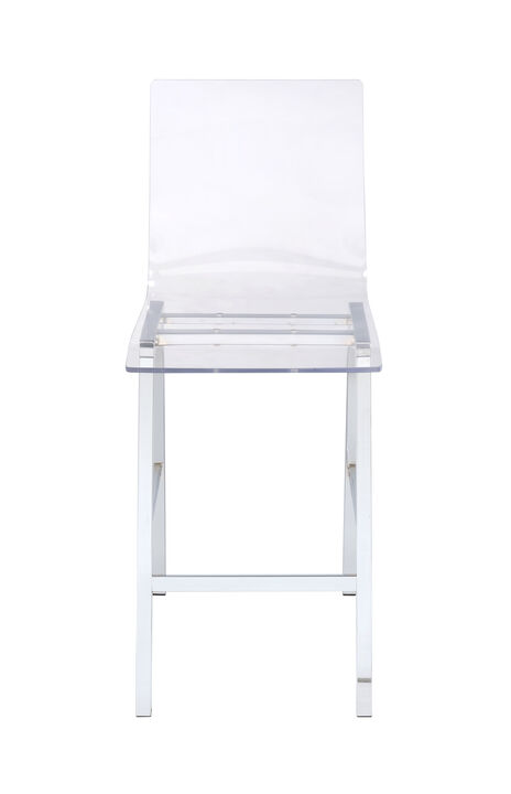 ACME Nadie Counter Height Chair (Set-2), Clear Acrylic & Chrome