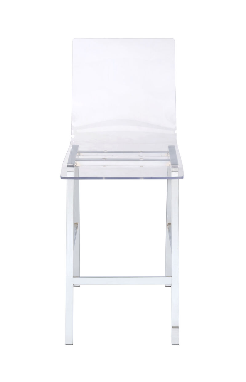 ACME Nadie Counter Height Chair (Set-2), Clear Acrylic & Chrome