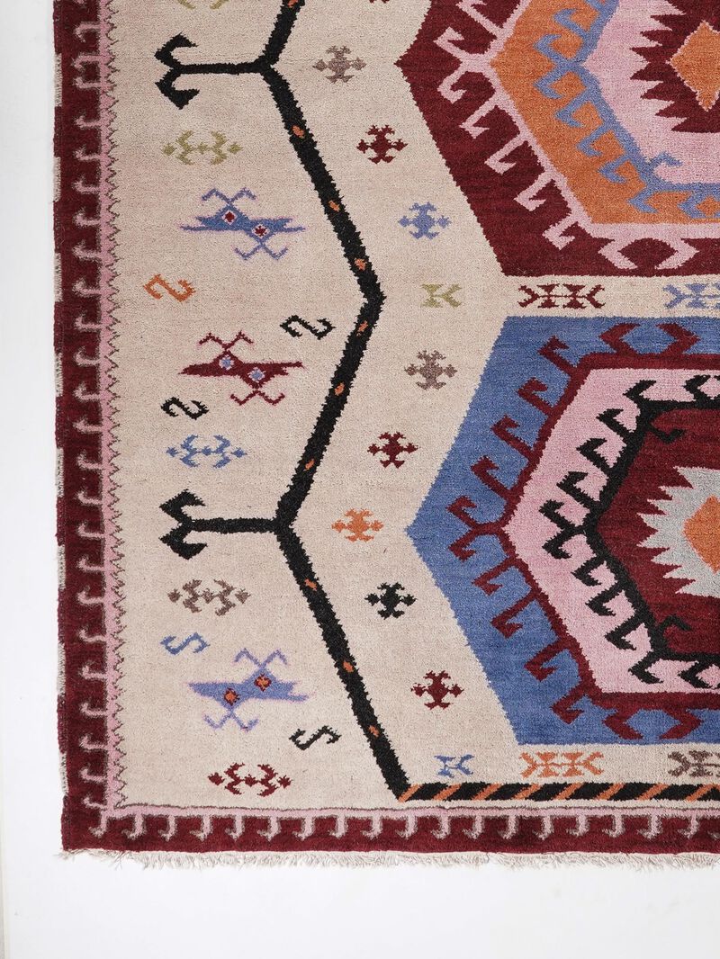 RUGSOTIC CARPETS HAND KNOTTED WOOL & SILK ECO-FRIENDLY ORIENTAL AREA RUGS  - 5'x8', Rectangle Shape, Multicolor Color, Classic Oriental Traditional , Low Pile Handmade Area Rugs (AF0105)