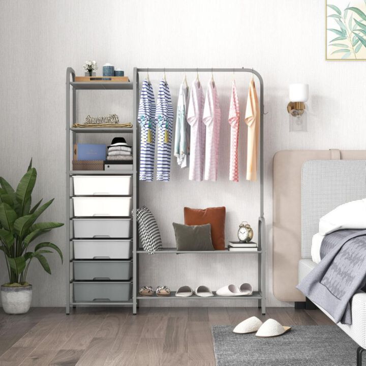 Hivvago Free Standing Closet Organizer with Removable Drawers and Shelves