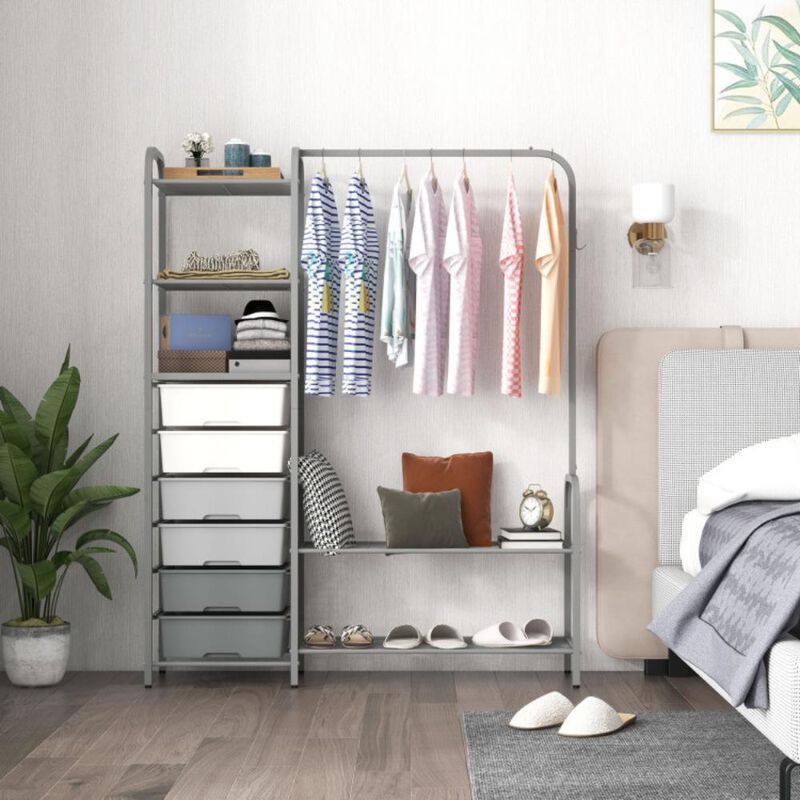 Hivvago Free Standing Closet Organizer with Removable Drawers and Shelves