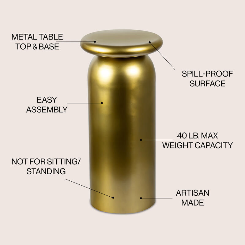 Miles Mid-Century Modern Metal Sleek Cylinder Drink Table
