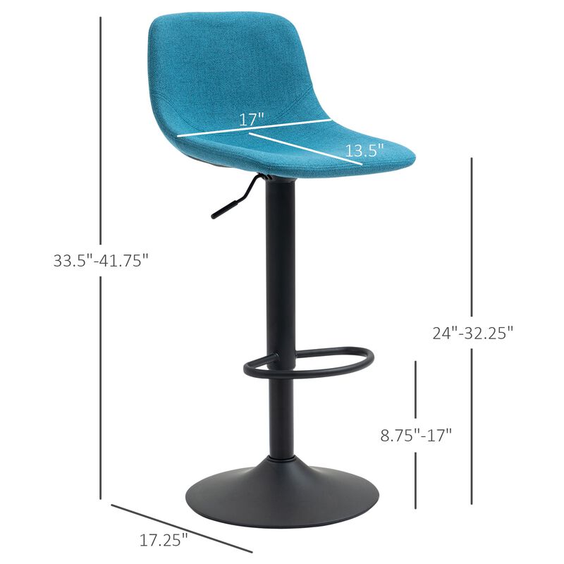Blue Kitchen Perches: Set of 4 Adjustable Swivel Bar Height Chairs